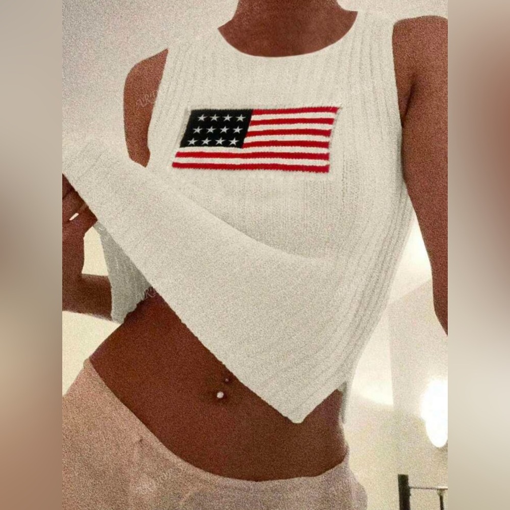 Flag Pattern Crew Neck Vest